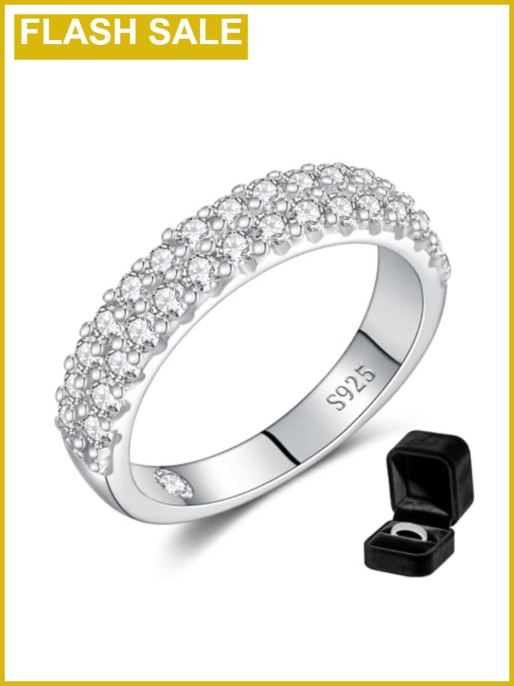 Double Row Moissanite Wedding Band 925 Sterling Silver Gold Plated Eternity Ring